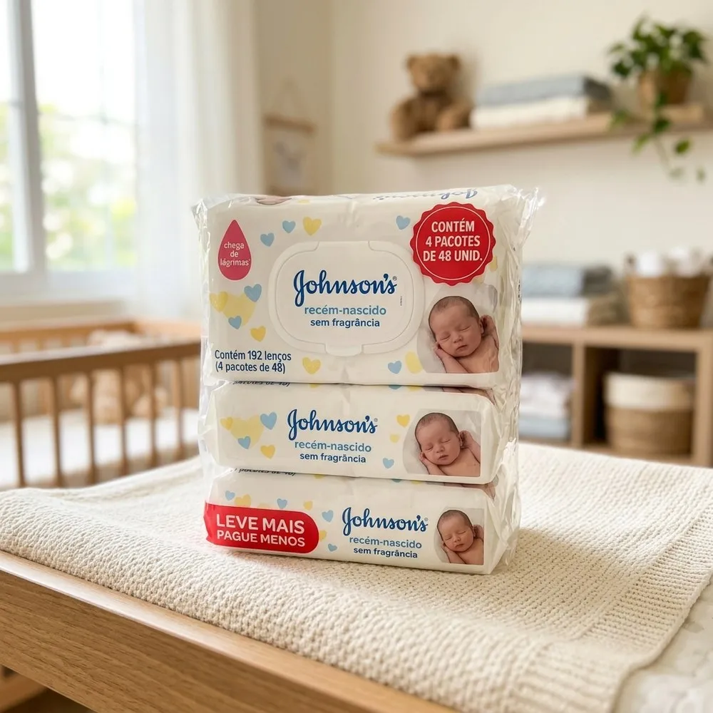 Kit Johnson's Recém-Nascido sem fragrância sobre a cômoda do quarto do bebê